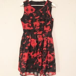 Yi Heng Mei black and red organza style dress SZ S